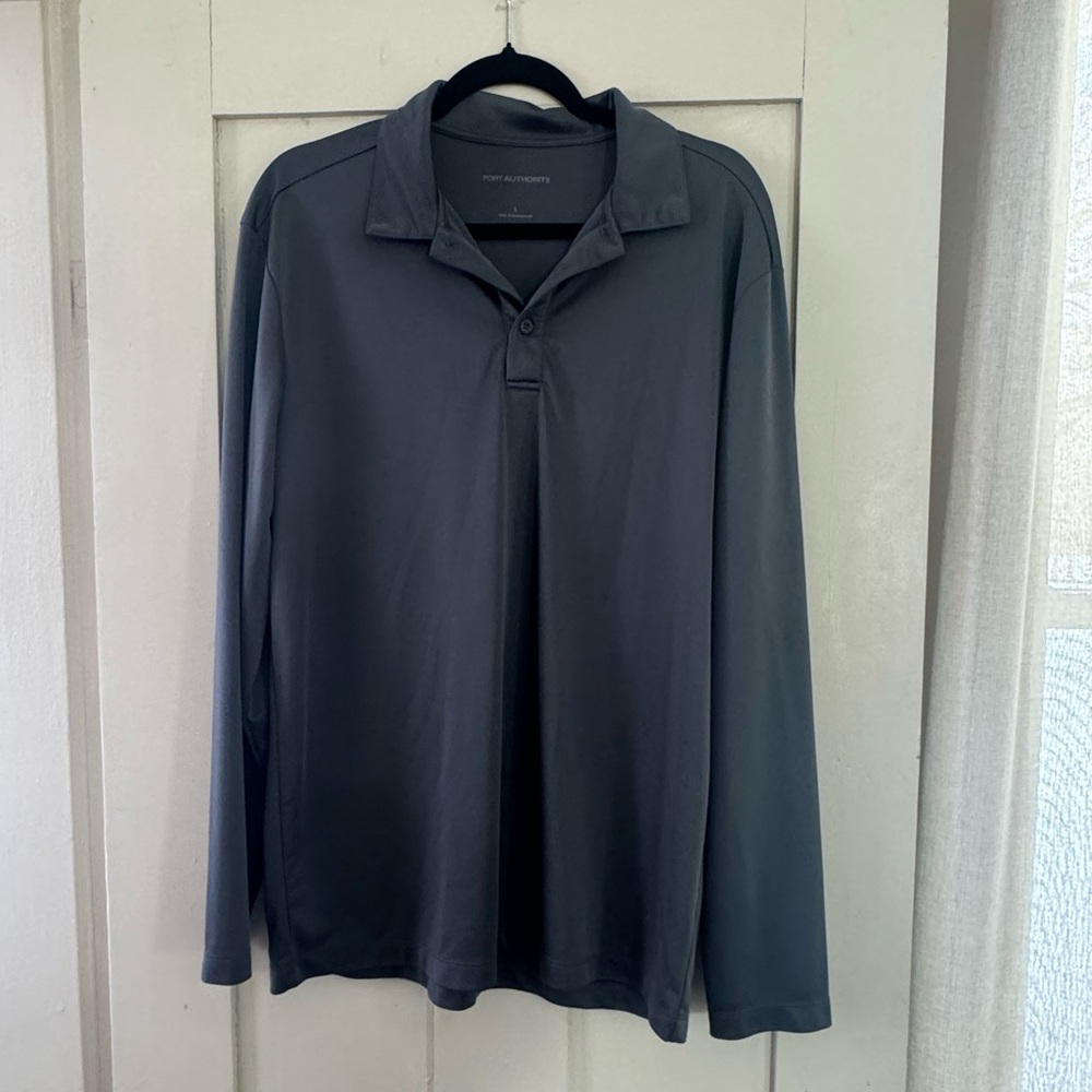 Port Authority Long Sleeve Performance Polo | Size L | Grey